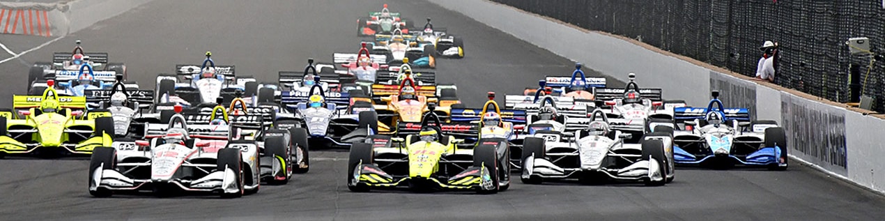 indy cars racing to through the start line Asheville